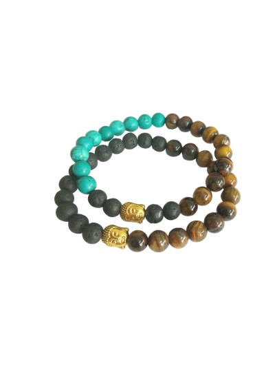 Buddha Face Yoga Healing Semi Precious Stone Bracelet Combo